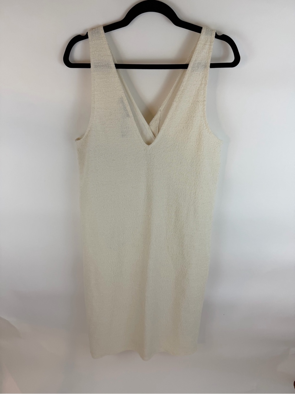 Zara Trafaluc Cream Textured Button Front Sleeveless Dress Size Large - Picture 5 of 6